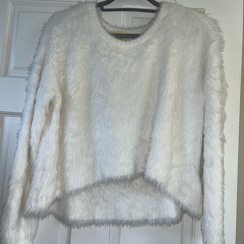 Cloth & Stone White Cream Fur Sweater Size Small